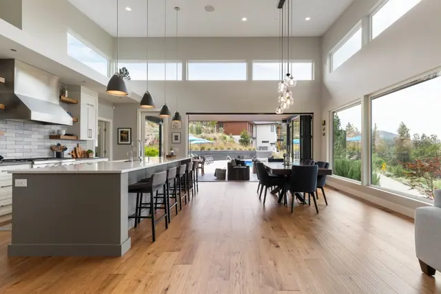 Kitchen, luxury lake-view home in Lakestone, Lake Country, BC. Real estate photography by Pixel Pro Productions.