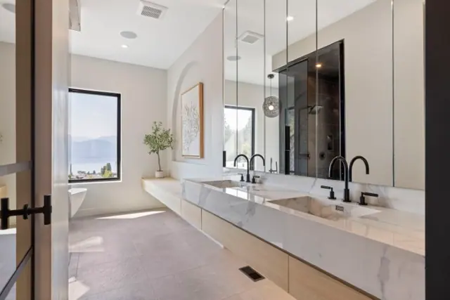 Ensuite, luxury hillside estate in Vernon, BC. Real estate photography by Pixel Pro Productions.