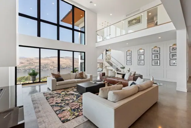 Great room 2, luxury hillside estate in Vernon, BC. Real estate photography by Pixel Pro Productions.
