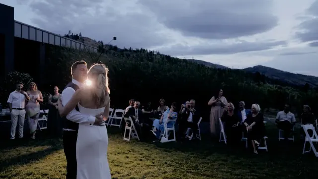 Twilight first dance: Quinn & Steve's wedding at CedarCreek Estate Winery, Kelowna. Still from the Pixel Pro wedding film.