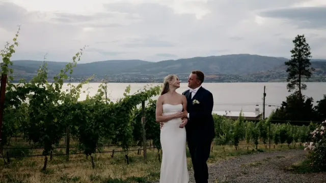 Vineyard at dusk: Quinn & Steve's wedding at CedarCreek Estate Winery, Kelowna. Still from the Pixel Pro wedding film.